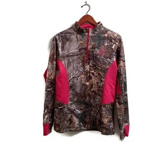 Realtree long sleeve 1/4 zip camp pink trim